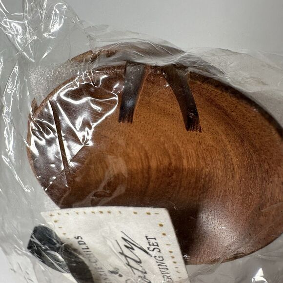 MacKenzie Childs Dotty Salad Serving Set Wood With Black White Polka Dot Handle - Picture 8 of 16